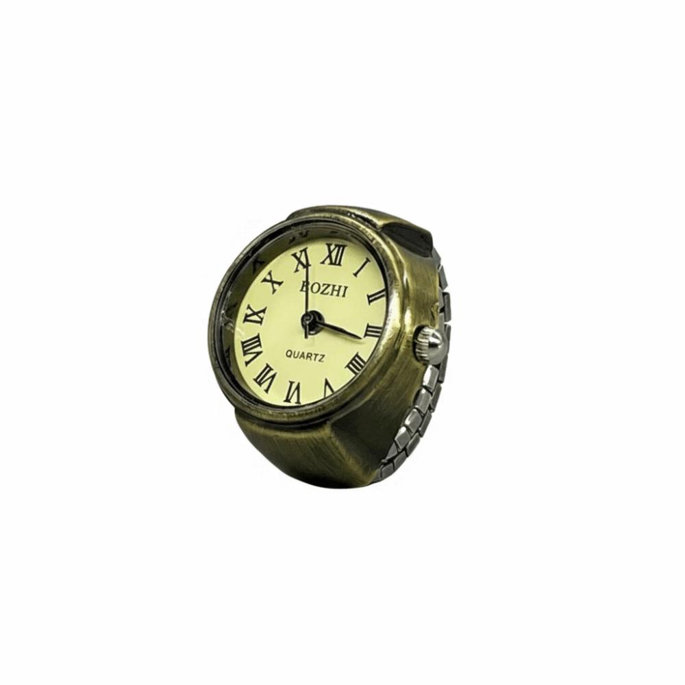 Vielseitige Vintage Fingeruhr Legierung Punk-Stil Ringuhr Elastisches Armband Digitales Display Quarz-Uhr für Männer und Frauen