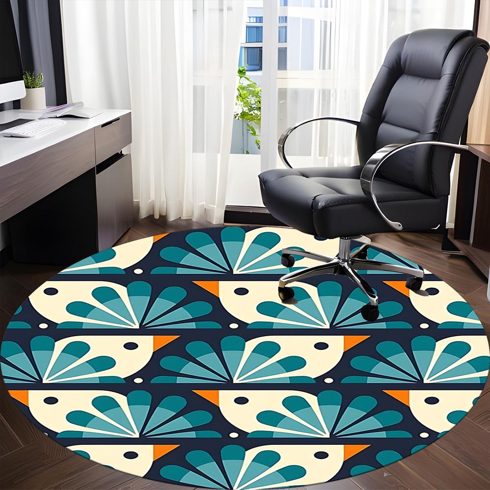 1pc Birds Pattern Office Round Area Rug, Indoor Mat Suitable For Office, Under Office Chairs Bedroom Living Room Home Decor, Room Deco