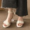 Evening Wind Versatile Skirt Sandals Temperament Summer Belt Girl High Heels Women Pearl Casual Shoes French