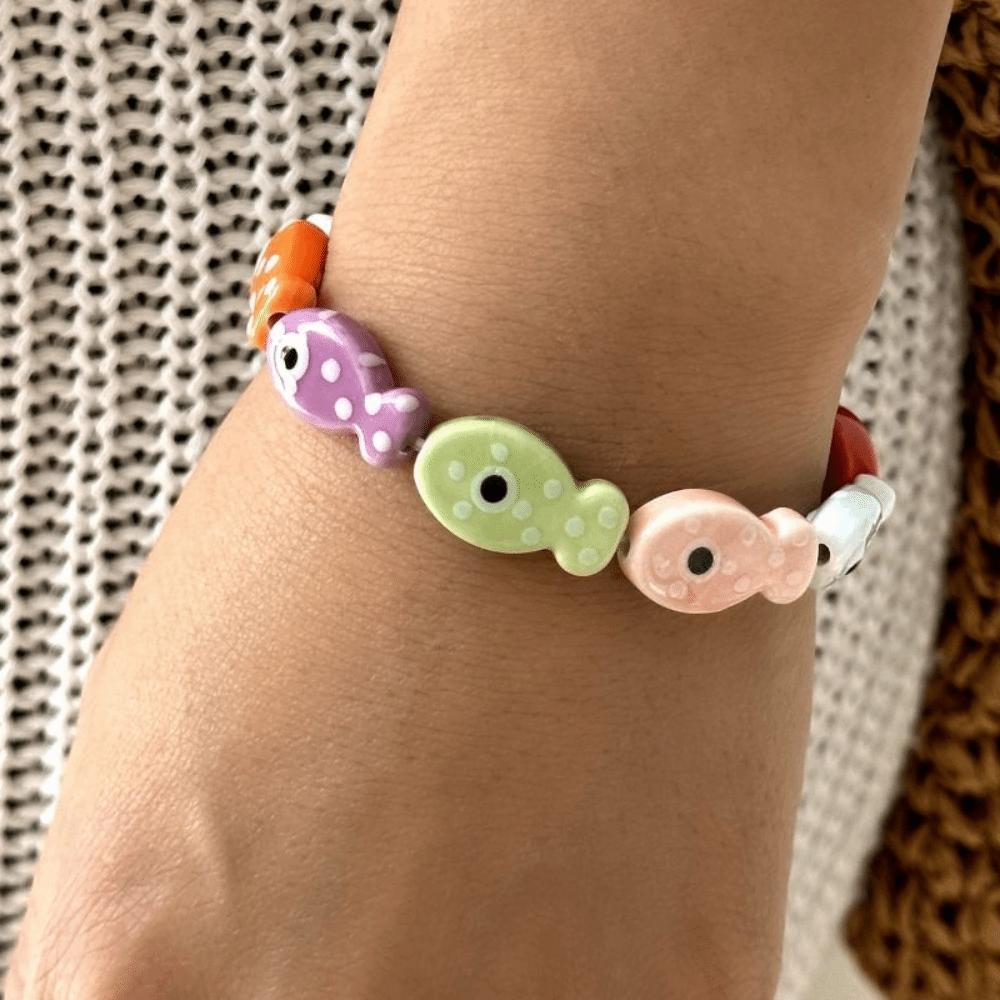 Boho Small Fish Bracelet elastic rope Fish Bangle Fashion Bohemian Beach Jewelry  Jewelry Gifts