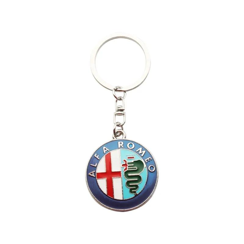2026 Hot Sticker 1pcs 3D Metal Leather Car Styling Emblem Keychain Key Chain Rings For Alfa Romeo Accessorie Giulietta GT 159 14