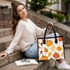 Autumn Pumpkin Leaf Pattern Tote Bag Casual Fashion Daily Shoulder Handbag for Women Lightweight Portable Shopping Grocery Bag Perfect for Fall Outdoo