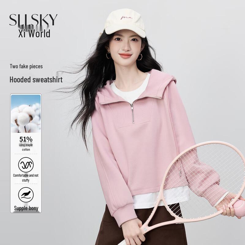 Women s Faux Layered Half-Zip Hoodie S 4080₽