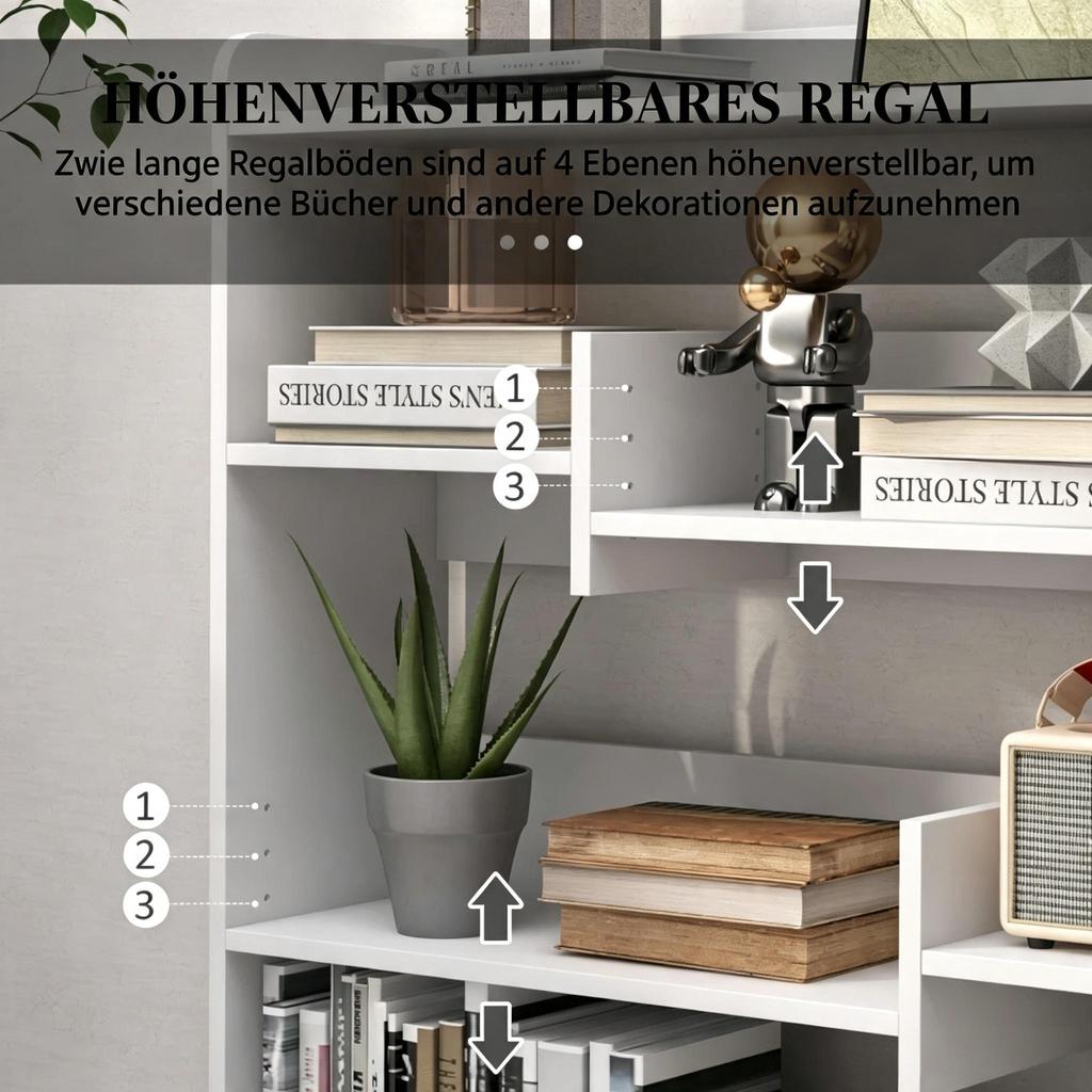 Functional Standing Shelf, Modern Bookshelf with Open Compartments as Room Divider, Versatile Storage Shelf