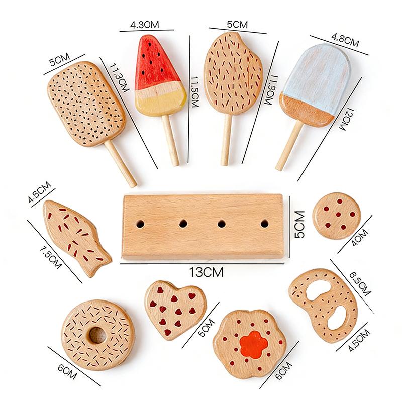 Kids Pretend Play Kitchen Toys Simulation Ice Cream Wooden Food Set Pretend Cooking Game Educational Toys For Toddlers Girl Gift