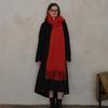 Homemade classic blended solid color fringed scarf women's winter warm atmosphere couple thick shawl scarf