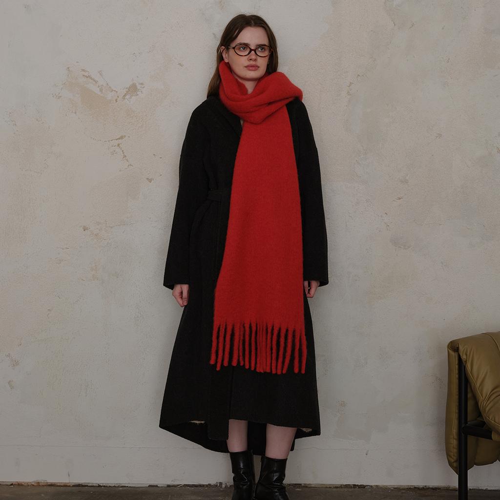 Homemade classic blended solid color fringed scarf women's winter warm atmosphere couple thick shawl scarf