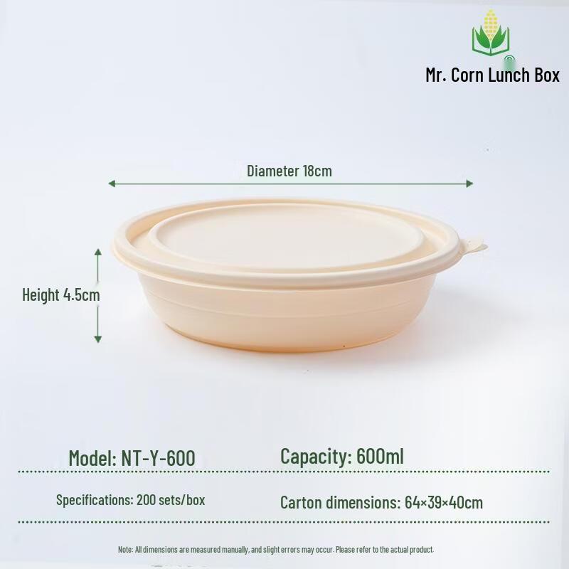 Mr. Corn Biodegradable Corn Starch Disposable Round Takeaway Bowl