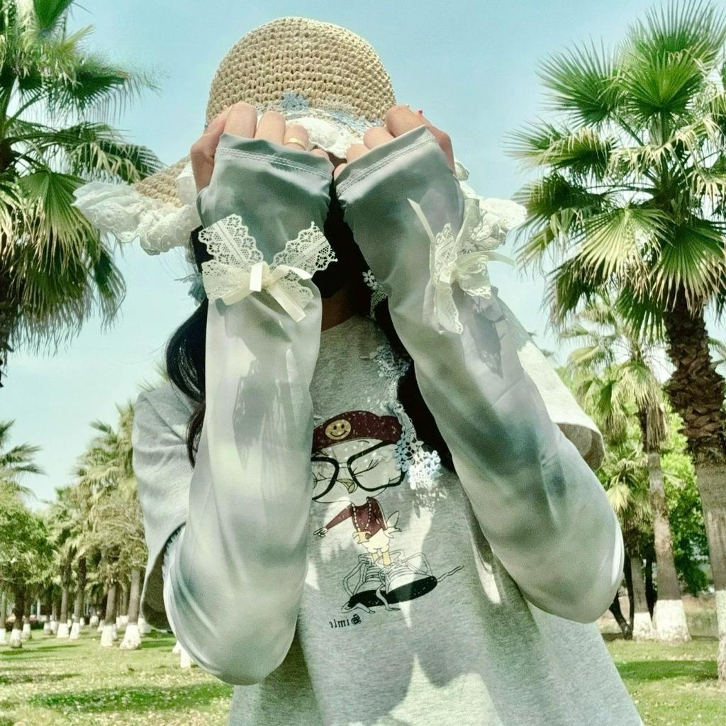 Summer New Sun-protective Ice Sleeves, UV-resistant Loose Cycling and Driving Arm Gloves, Butterfly Ice Silk Sleeve Sleeves