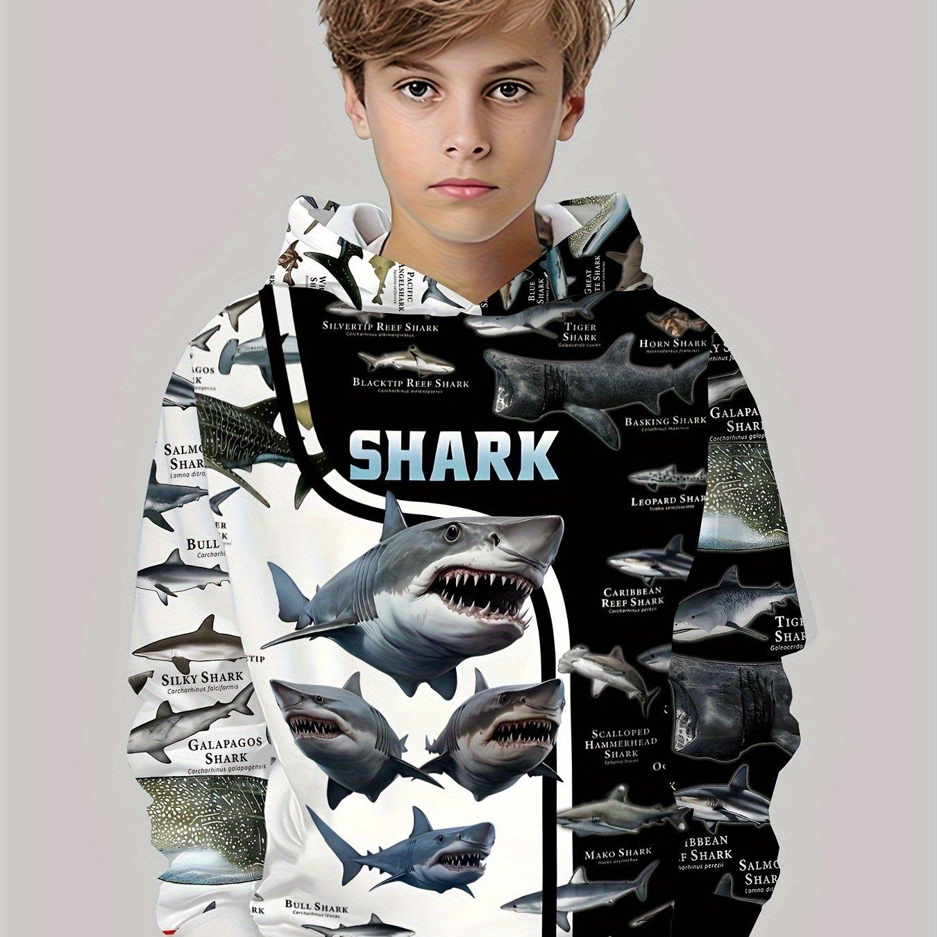 

Детская одежда Толстовки с капюшоном для мальчиков с длинным рукавом и принтом акулы 3D Детская одежда на весну и осень Повседневная уличная одежда для девочек Топы 140