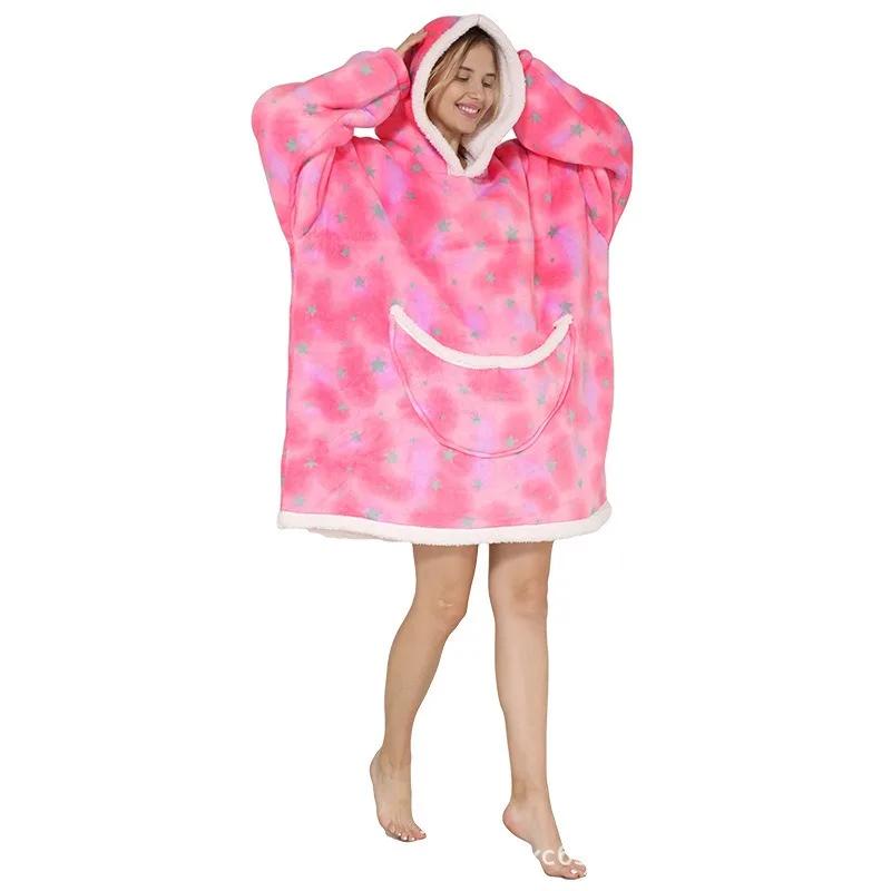 Warm Hooded Sherpa Blanket With Sleeves Ultra Soft Fleece Sweatshirt Throw Thick Winter Flannel Hoodie Blankets Home Textile