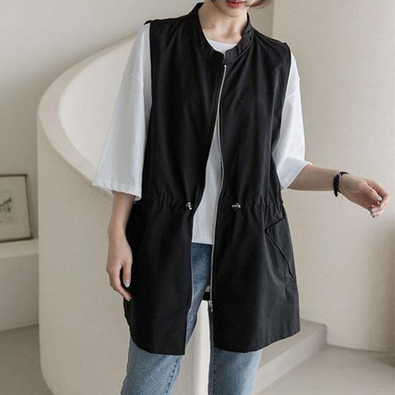 Vest for Women Autumn Loose Double Layer Sleeveless Tops Windbreaker Oversize Casual V-neck Vest