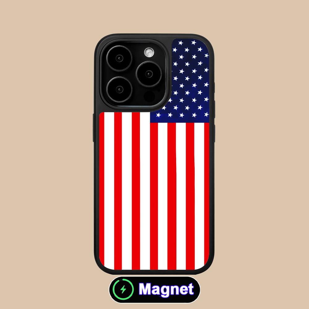 USA America Flag Matte Surface Magsafe Mobile Phone Case for iPhone 17 16 15 14 13 12 11 Air Pro Max Plus Colorful Cover