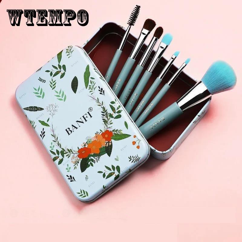 

7шт Пензлик для макіяжу волосся тварин Набір м якого волосся Тіні для очей пензлик Сумка для макіяжу Краса Макіяж Повний набір 7pcs рожевий