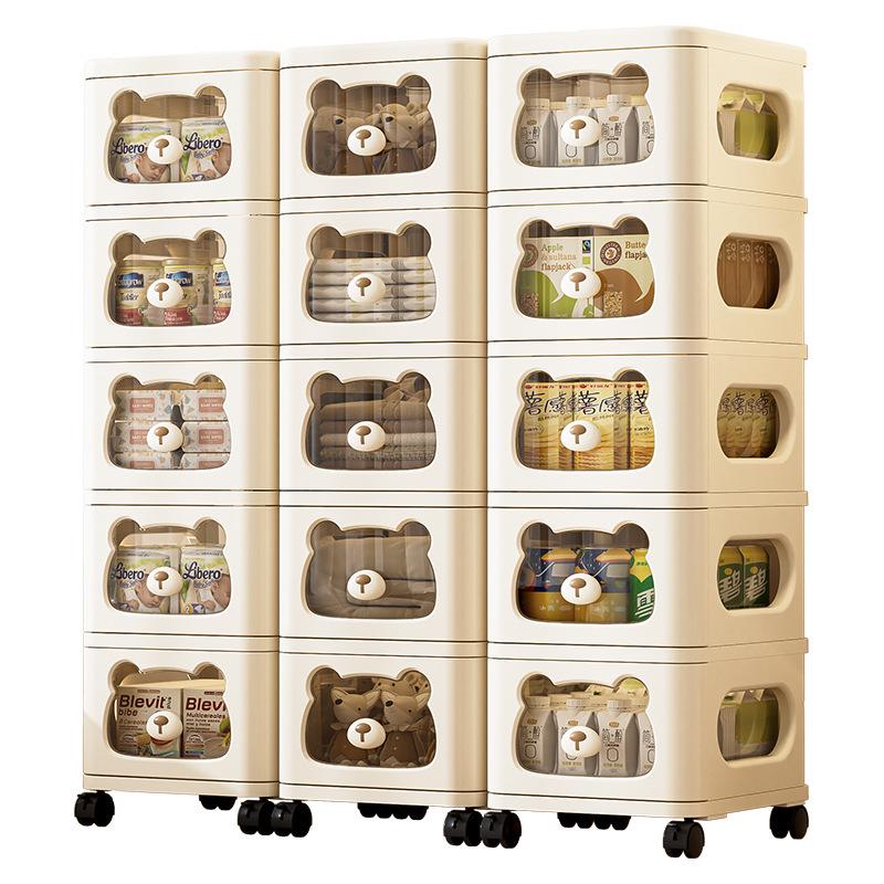 Multi-Layer Snack & Toy Storage Cabinet: Safe for Kids, Ideal for Living Room & Bedroom