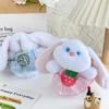 Adorable Long-eared Bunny Plush Doll Keychain With Cute Strawberry Dress 12cm