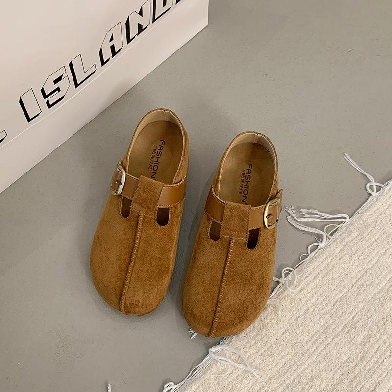 Buckle Casual Loafers Women's 2025 Autumn Korean Version of the New Fashionable and Comfortable Flat-bottom Matte Boken Single Shoes