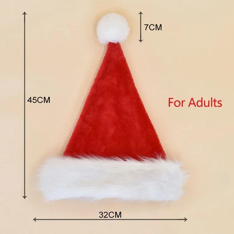 

Christmas Santa Hat Xmas Long Plush Holiday Red Hat For Adults And Kids Unisex New Year Festive Party Supplies Gifts Universal