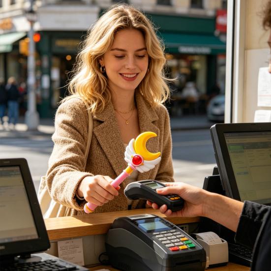 3D Printed Credit Card Wand, Contactless Payment Wand, Tap-to-Pay Credit Card Wand with Hidden Card Slot for Kids Self-Checkout Fun Gift