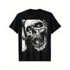 European Sizes Men'S Gothic Horror Skull Graphic T-Shirt - Black with Dark Hollow Eyes & Jagged Teeth - Heavy Metal Inspired Casual Round