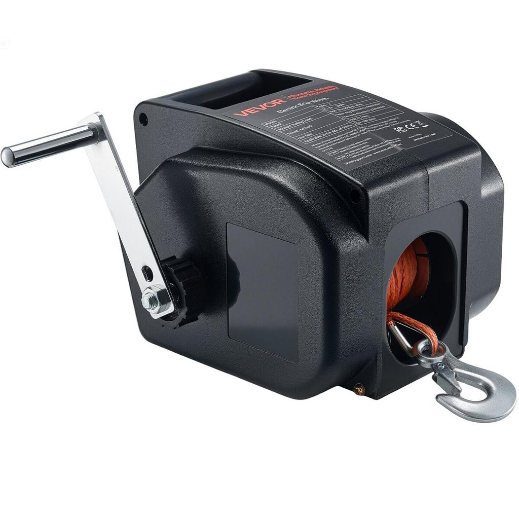 Verricello Elettrico per Barca, 12V CC 300W, Verricello Elettrico Reversibile per Rimorchio per Barche Fino a 900 kg, Avvolgimento Motorizzato, Svolgimento Motorizzato e Funzionamento a Ruota Libera per Barche