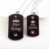 Her King & His Queen Couple Military Card Necklace  Pendant Valentine's Day Wedding Anniversary Crown For Man Women Jewelry Gift