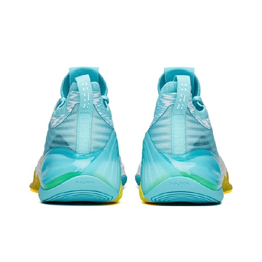 Anta KT6 Thompson Low Shock Absorption Non-Slip Wear-Resistant Mid-Top Basketball Shoes Men Basketball Shoes White Blue Yellow 112131102-1