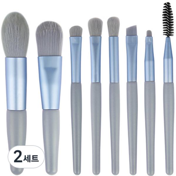 

Deep Talk Beauty Makeup Brush 8-piece set CP029, ash blue (brush), transparent (zipper pouch), 2 sets, the most popular beauty accessory in Korea