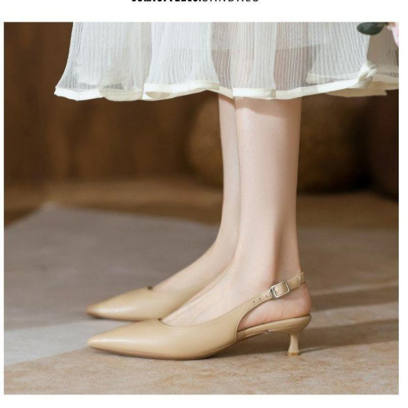 

Fashion 2025 New Ladies Shoes Buckle Strap Women s High Heels Fashion Best Seller Office and Career Sexy Pointed Toe Closed Toe Sandals 34 абрикосовый
