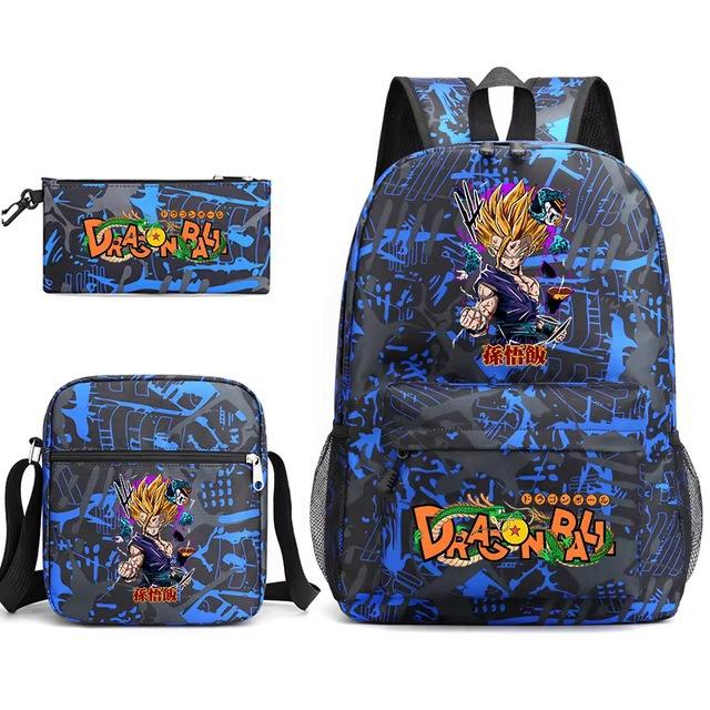 Dragon Ball Z Printed Backpack Set 3-Piece Casual School Bag For Boys And Girls Youth With Pencil Case Shoulder Bag
