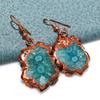 Green Solar Quartz Electroform Earrings 1.9" New Year Jewelry Fashion Sale Q3R14