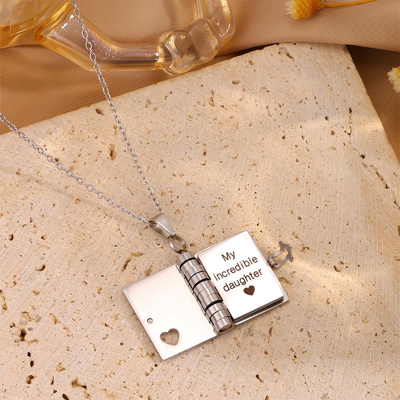 Platerowany 18-karatowym złotem Tytanowa Stal Naszyjnik z Kopertą Listu Miłosnego dla Córek - Odporny na Ścieranie Wisiorek