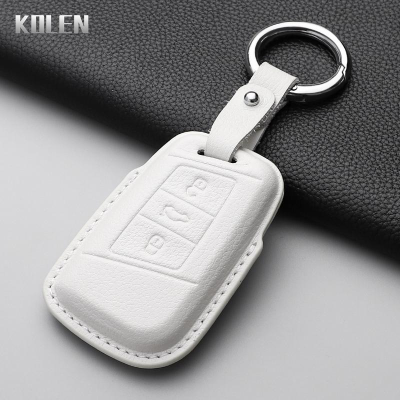 Genuine Leather Auto Key Fob Cover Case Housing Remote Fit For Vw Volkseagen Passat B8 Magotan Fit For Skoda Superb A7 Kodiaq Seat Protected Key