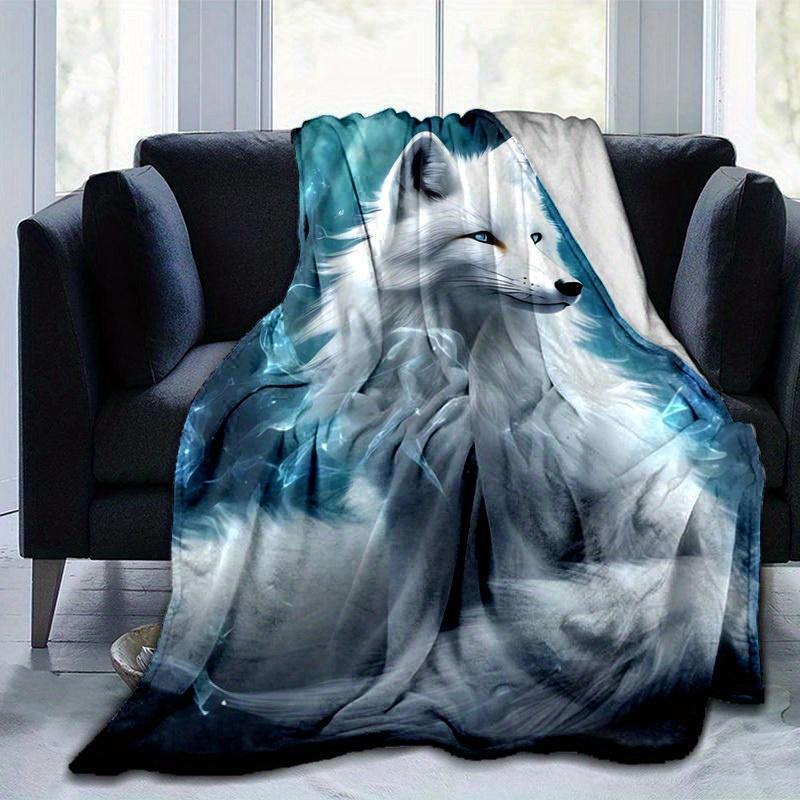 

1pc. Fantasy Arctic Fox Winter Wonderland Blanket - Perfect for Home, Office, Outdoor Use, Gift Idea, 100x150cm