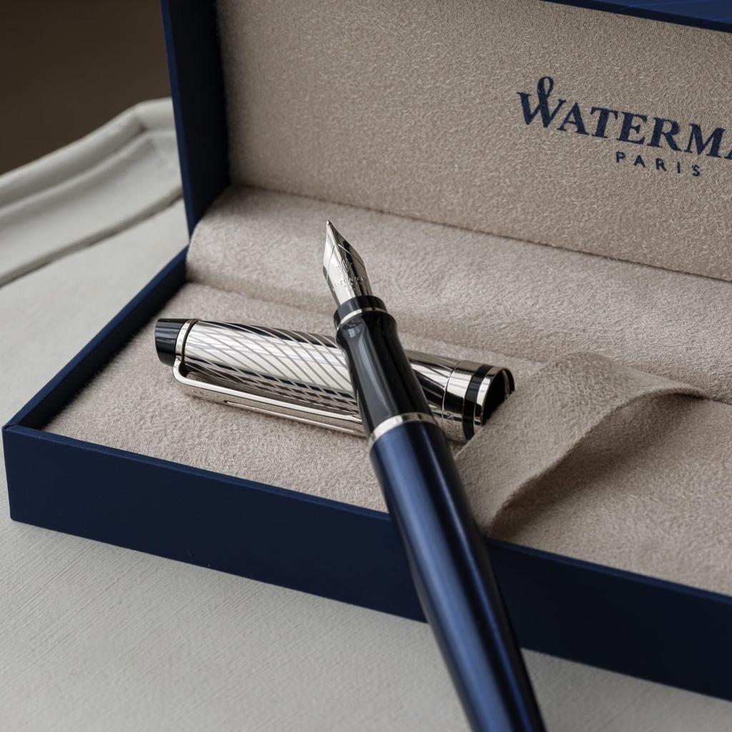 Waterman Expert Deluxe Metallic Blue CT Fountain Pen, Fine Nib, Gift Boxed, Officially Imported, Product Number 2187503