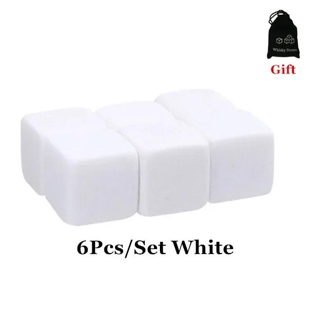 

6 шт. охладитель для кубиков льда для виски, многоразовый охладитель для виски, натуральные камни для виски, охладитель для вина, вечеринка, свадьба, подарки белый