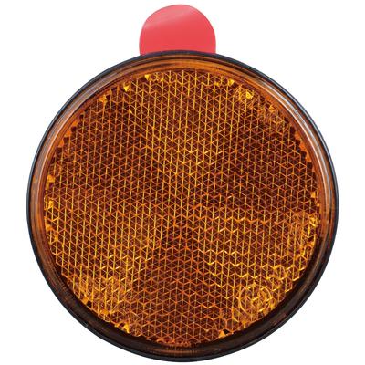 JET INOUE Reflector, Round, 2.4 In (60 Mm) with E Mark, Double-Sided Tape Fixed Type, Amber, Black Base
