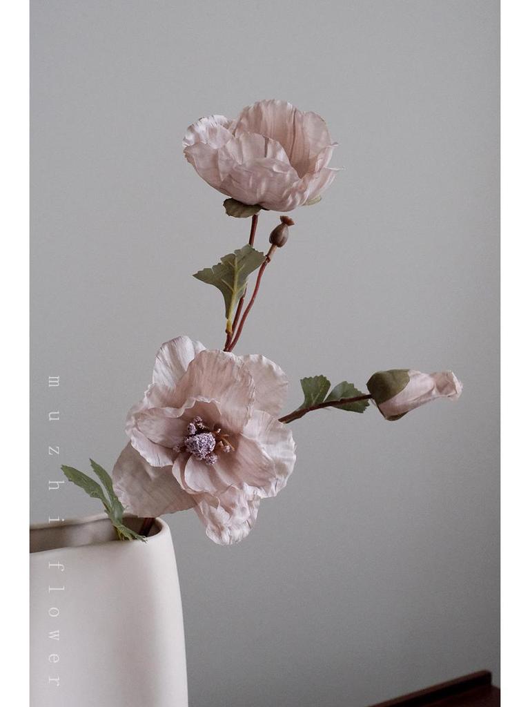 Vallmo Konstblommor - Lyxig Blomsterbukett för Vardagsrumsinredning