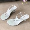 Fashion Comfort Clip Toe Design Brand Flip Flops Women Fashion Metal Chain Decoration Ankle Strap Slide Sandals Elegant Zapatos De Mujer