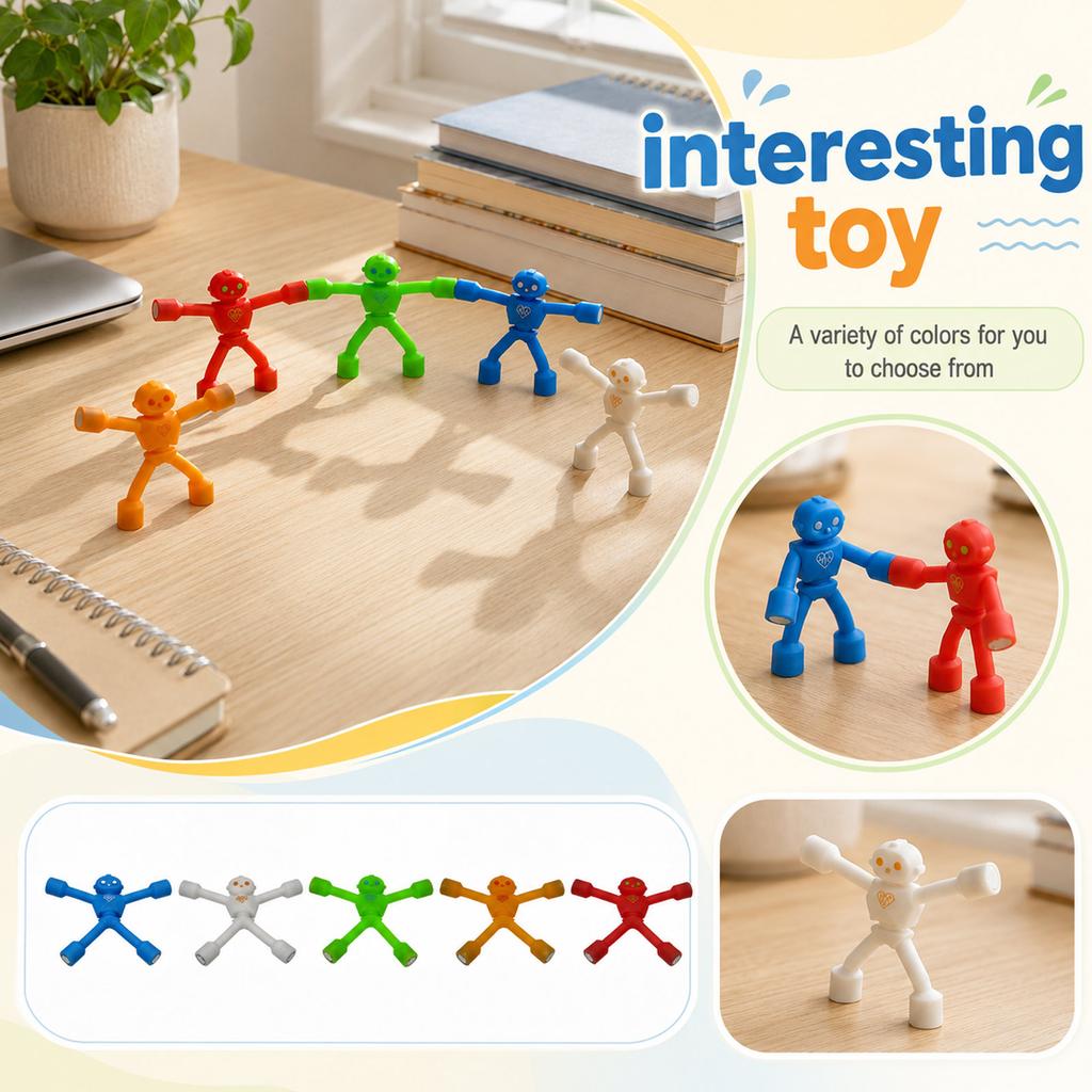 Silicone Magnetic Figure Flexible Robot Shape Strong Magnets for Refrigerator Whiteboard Office Use and Home Organization