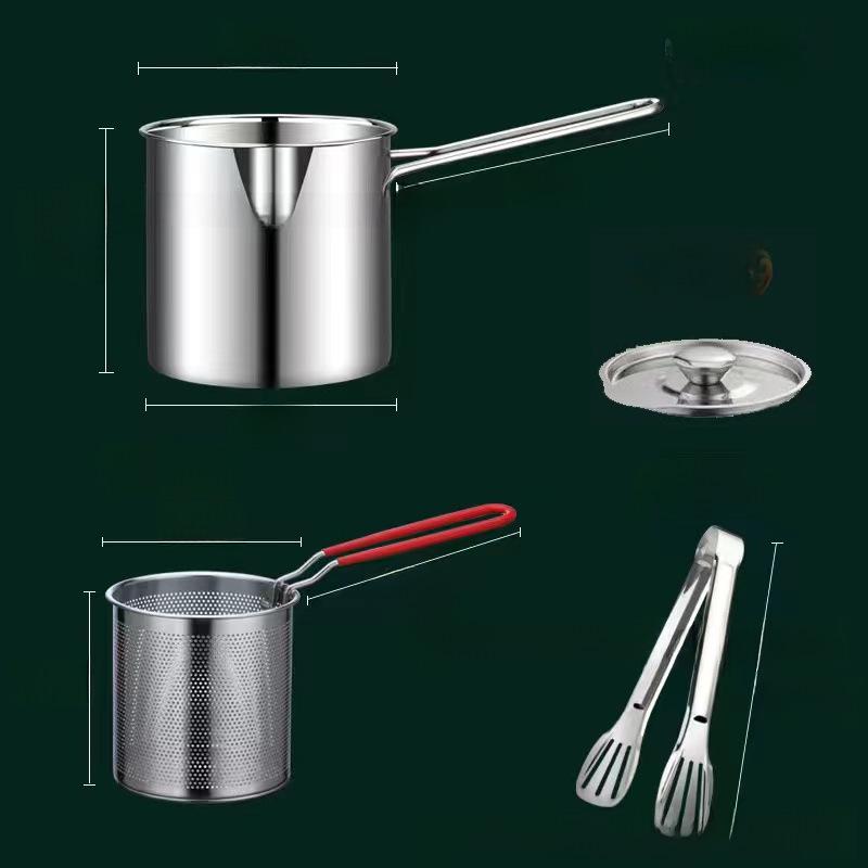 304 Stainless Steel Mini Frying Pan with Filter for Induction Cookers - Fuel-Saving, Multifunctional Household Use