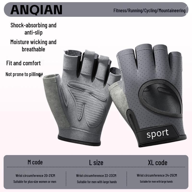 Lightweight Breathable Half-Finger Sports Fitness Yoga & Cycling Gloves Large