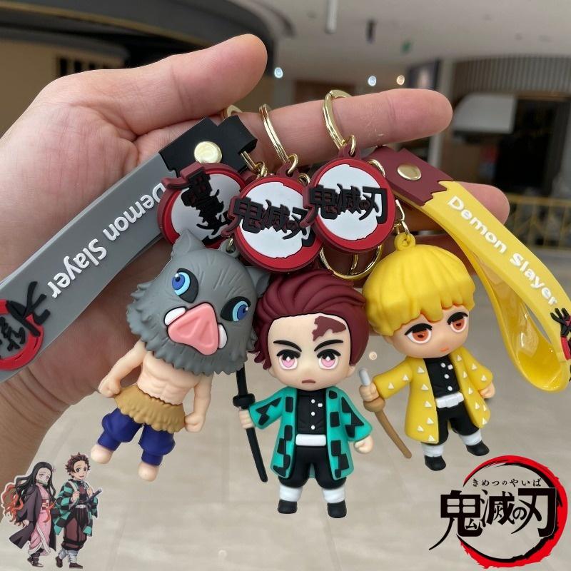 Kreative Dämonentöter Nezuko, Dämonentöter Agatsuma Zenitsu, Tomioka Giyuu, Hashibira Inosuke Cartoon Silikon Figur Schlüsselanhänger