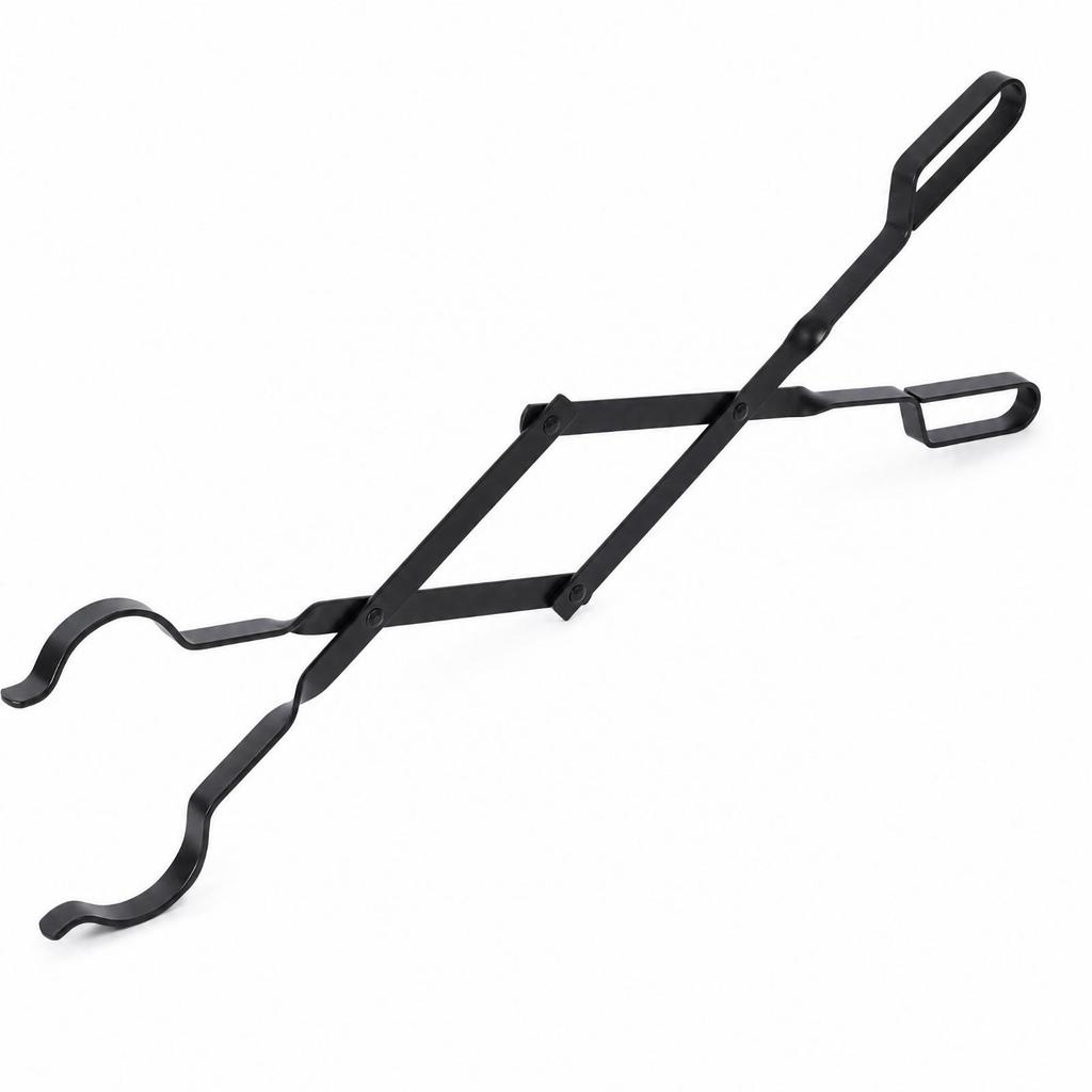 Folding Fireplace Log Tongs Lightweight Steel with Loop Handles