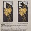 Coque de téléphone 2D à motif cœur doré brillant pour Samsung S26 S25 S24 S23 S22 S21 S20 A56 A55 A36 Housse de protection en verre trempé