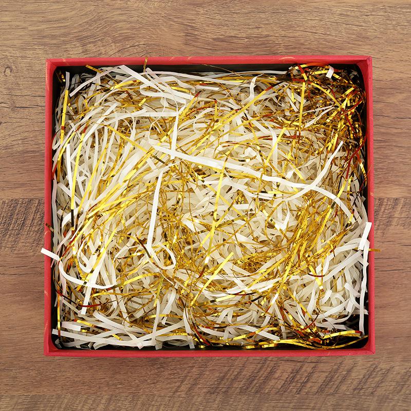 Festive Gold Thread & Paper Raffia Filler for Wedding Candy Box Gifts with Luminous Gold Foil Shreds, 2025 Edition