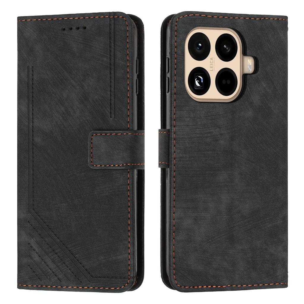For Xiaomi 15T Pro Stand Case Imprinted Lines Leather Phone Cover