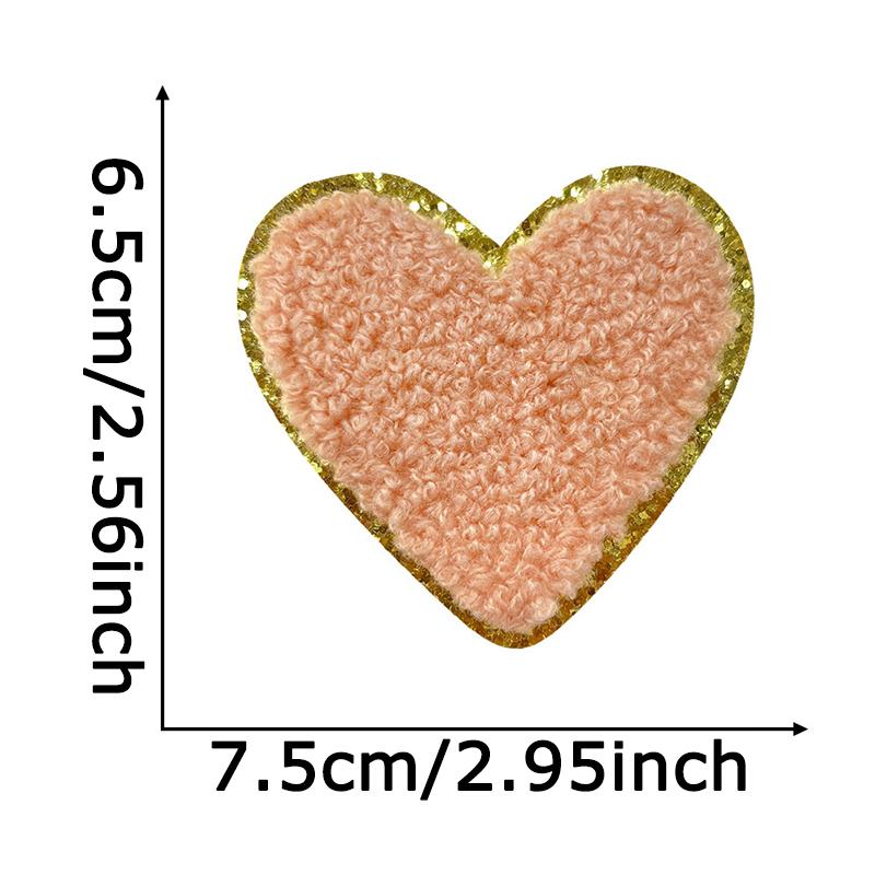 WTEMPO 10PCS 2 Colors, 6.5*7.5CM Heart Shaped Embroidery Cloth Patches Creative DIY Clothes Bags Hats Repair Sewing Iron On Patches