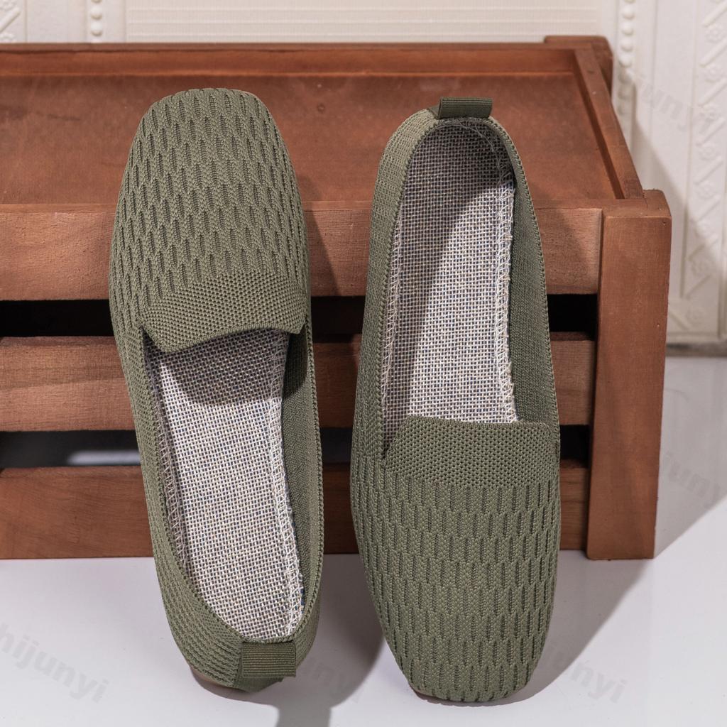 Fashion Women Fly Weave Breathable Casual Single Shoes 2025 Autumn Retro Fashion Versatile Comfortable Slip on Shallow Mouth Flat Shoes