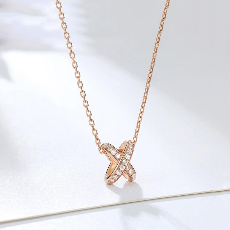 English Letter X Necklace for Women, Simple Student Style Pendant Collarbone Chain Neck Chain